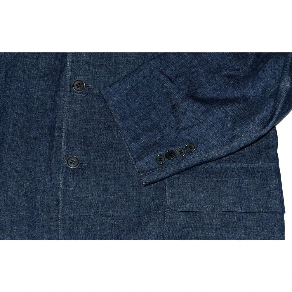 Faconnable‎ Men's 100% Linen Chambray Denim Blazer Sport Coat Jacket Size XL